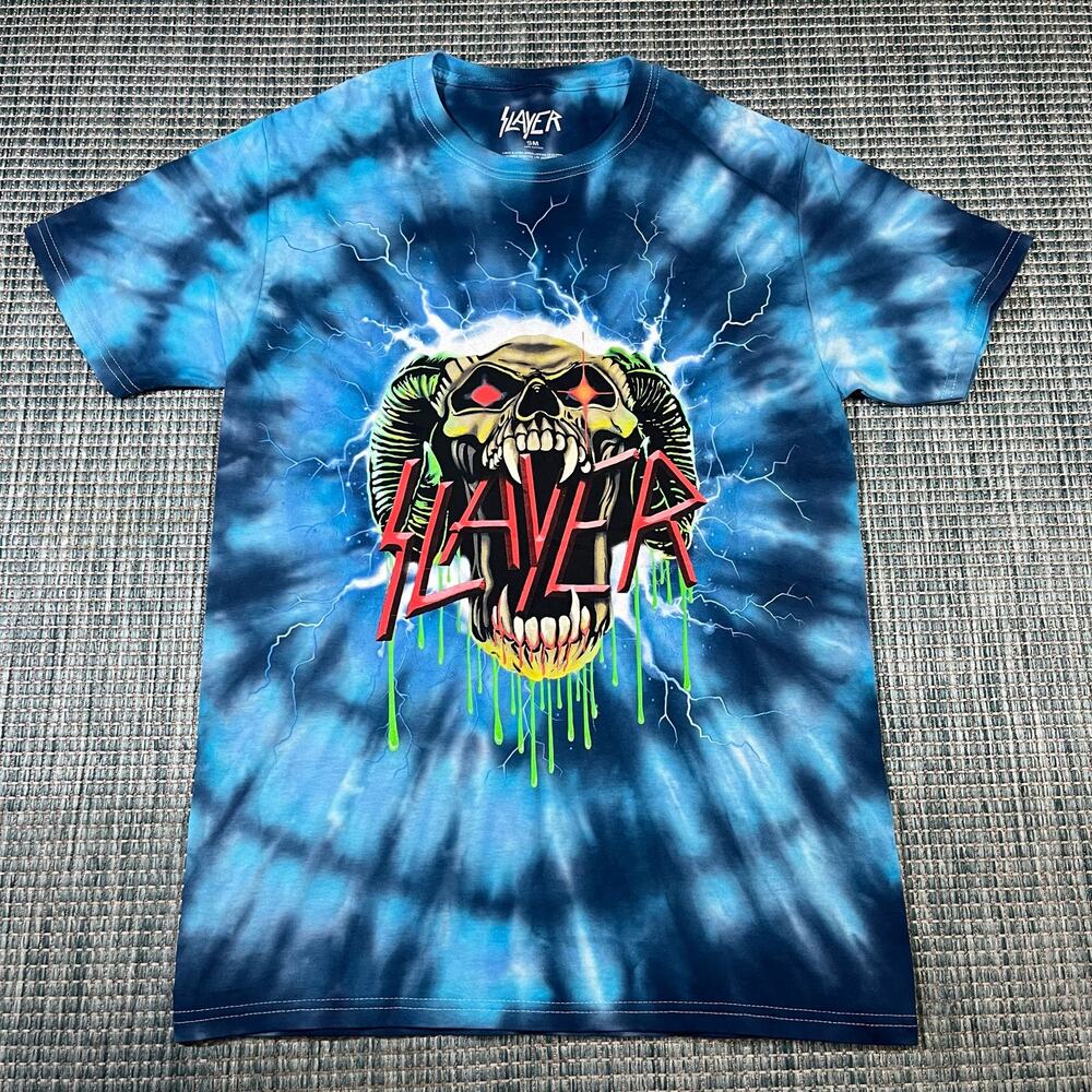 Slayer‎ Metal Band Blue Tie Dye T-Shirt Men’s Size Small New